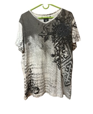 Roar Enough Excuses Gray Printed Embroidered Graphic Short Sleeve Shirt Large