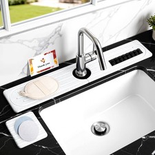 Stone Drying Mat for Kitchen Counter, Diatomite Faucet Mat for Sink with Non-...