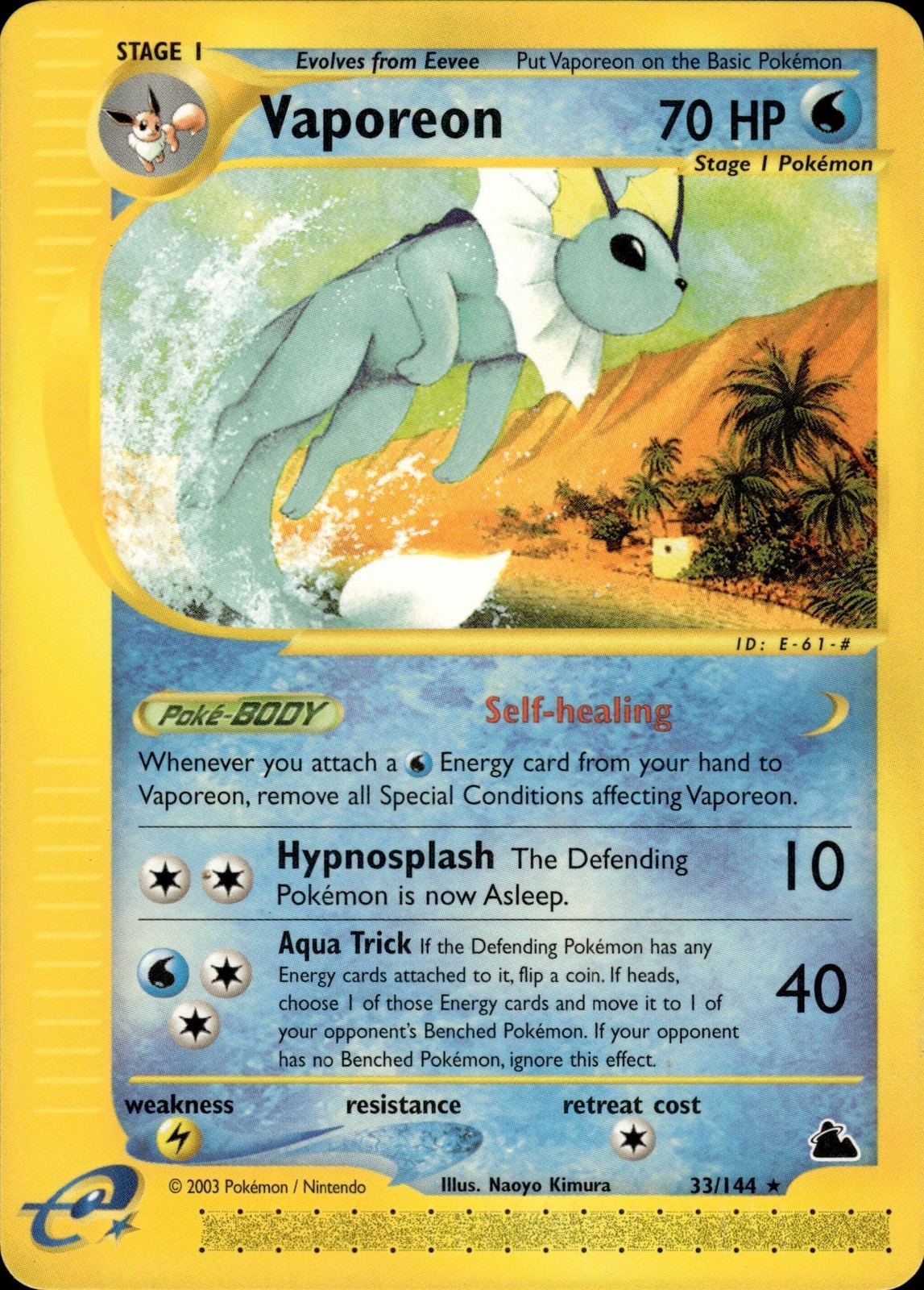 Vaporeon 33/144 Rare Skyridge Pokemon NM