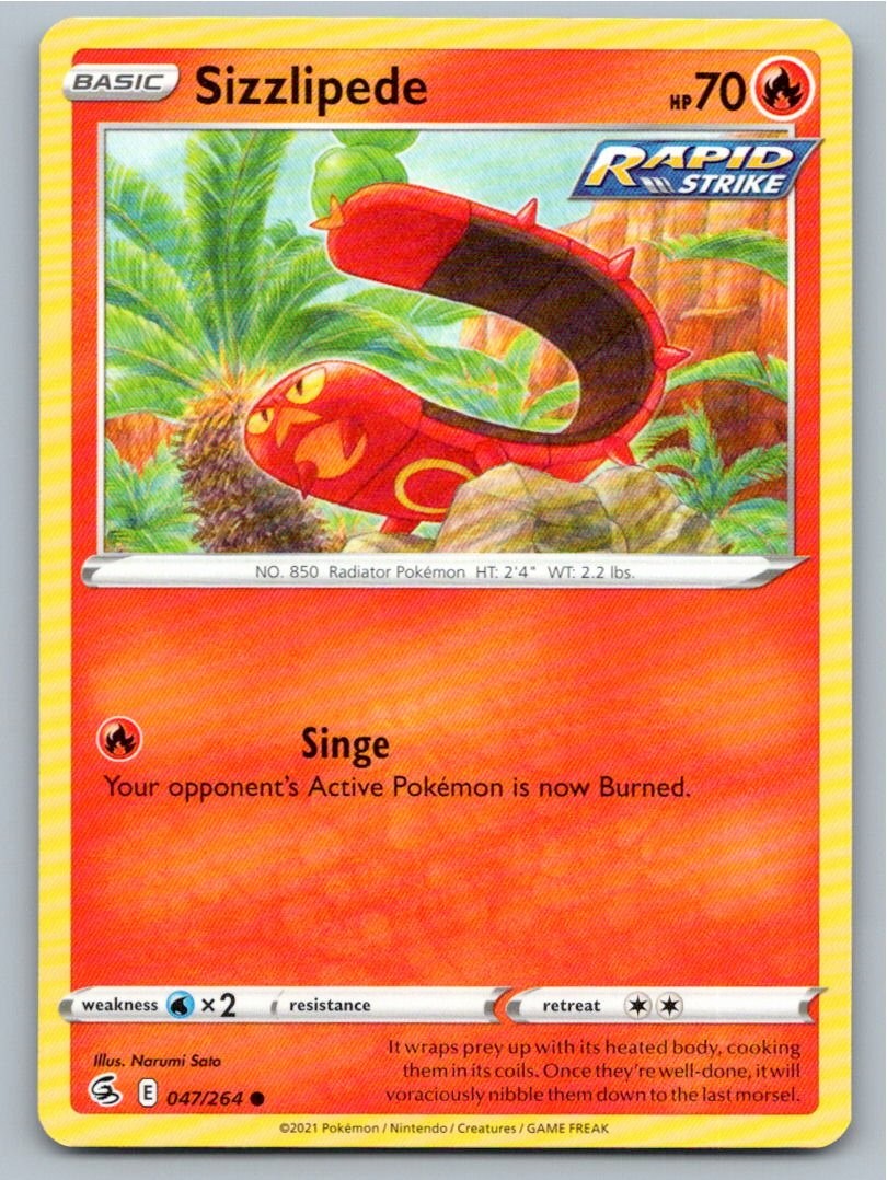 2021 POKEMON SIZZLIPEDE FUSION STRIKE 047/264 C NM A58999 FREE S&H