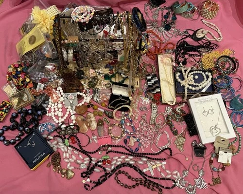 Huge 17lb Costume Jewelry Lot Betsey Johnson Trifari Rhinestone Harley Davidson