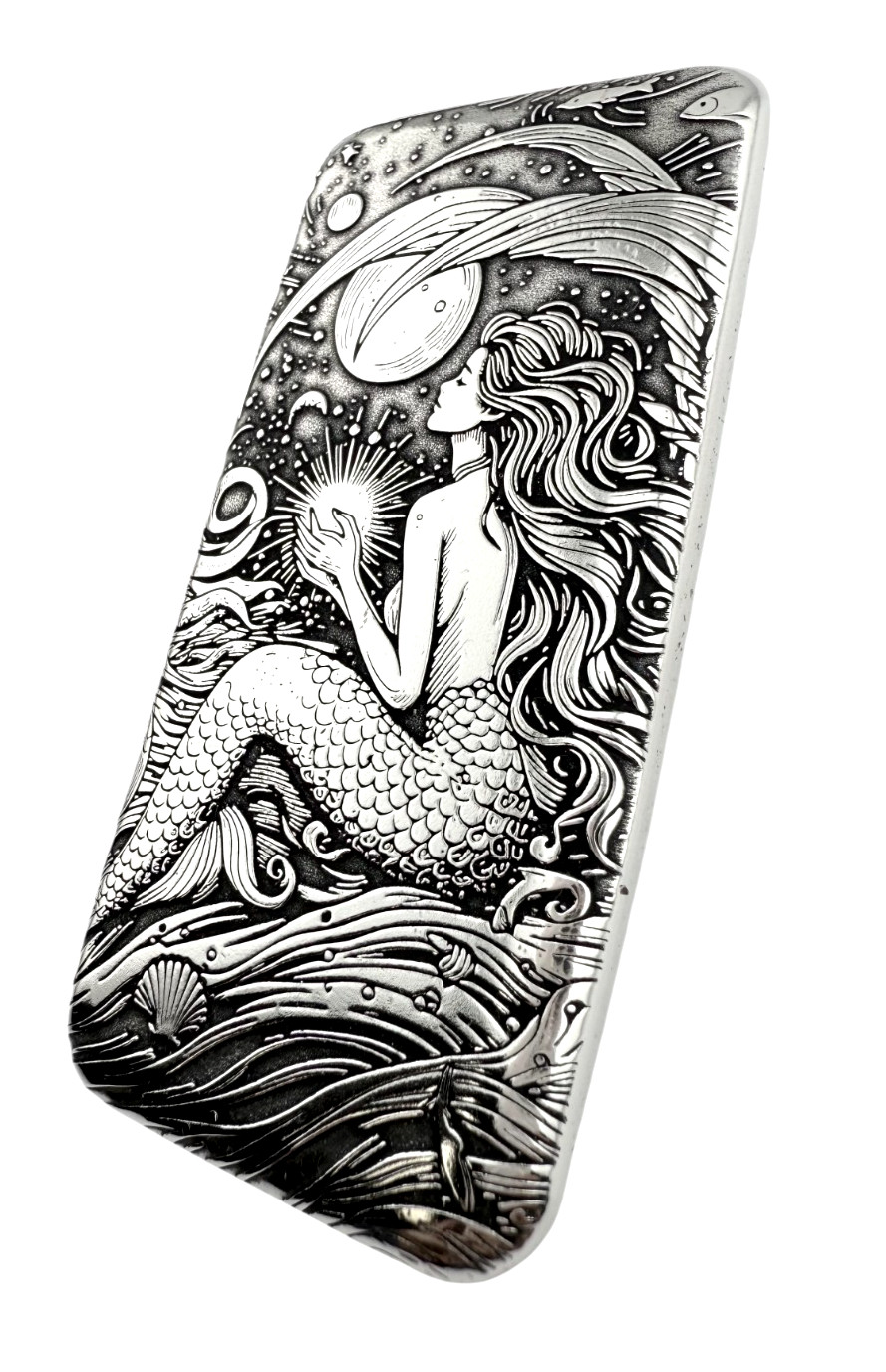 10 ozt 999 Fine Silver Art Bar- MERMAID'S - ADAMO TECHNE - Limited Edition