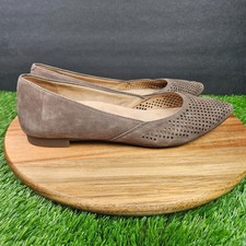 VIONIC Posey Perforated Suede Pointed Toe Ballet Flats Brown Offfice Career 8.5