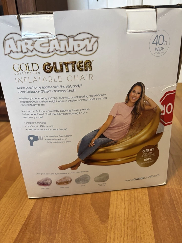 Silla inflable Mainstays Kids brillante dorada tiene capacidad para 250 libras de entrada/exterior para puertas Foto 3 de 4