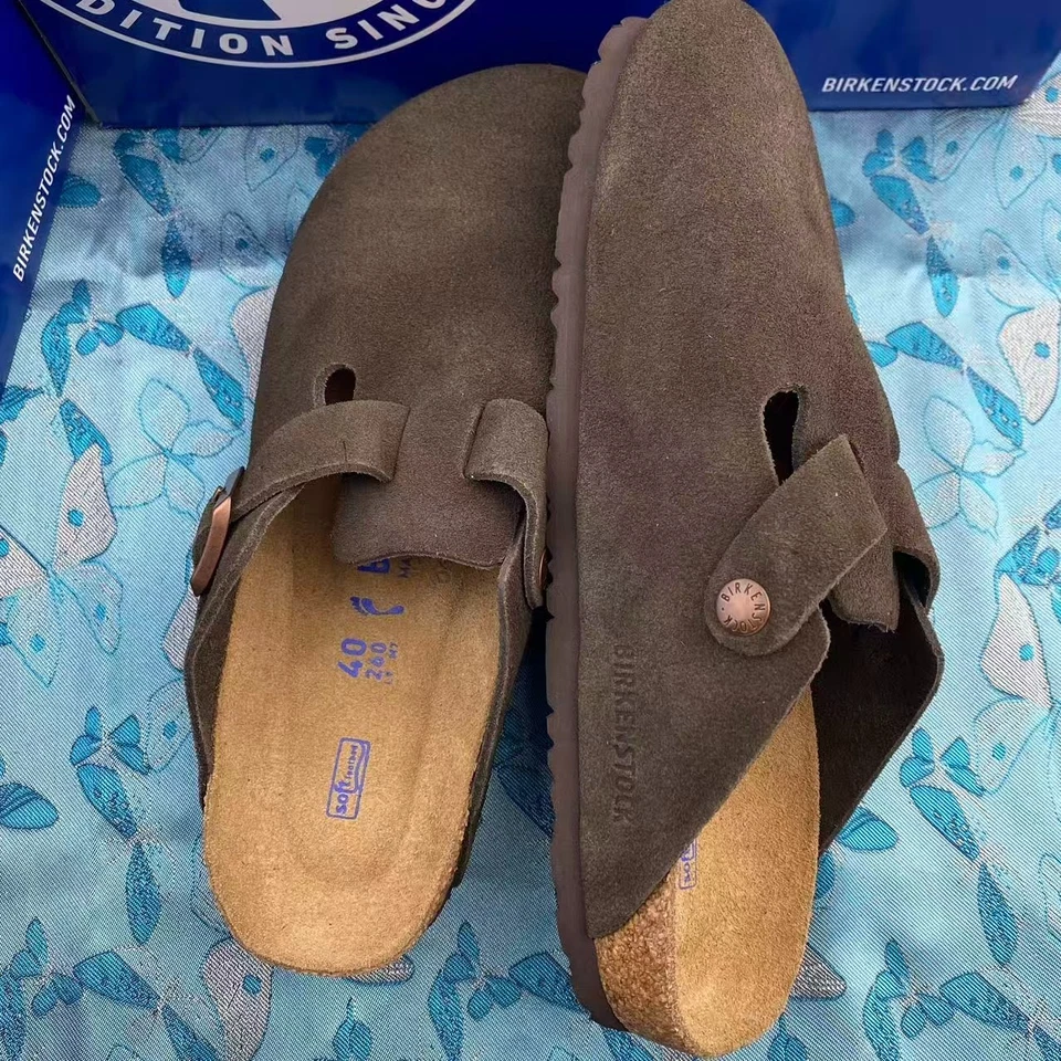 Birkenstock Boston Clásico Moca Gamuza Cuero Unisex Zapatos Estrechos/Anchos EU 37-45 Foto 2 de 4