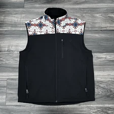 Hooey Soft Shell Full Zip Vest Aztec Western Cowboy Waffle Lined Men's Large