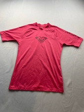 ROXY Rashguard Large Adult Pink Whole Hearted Short Sleeve Spellout Swim Womens