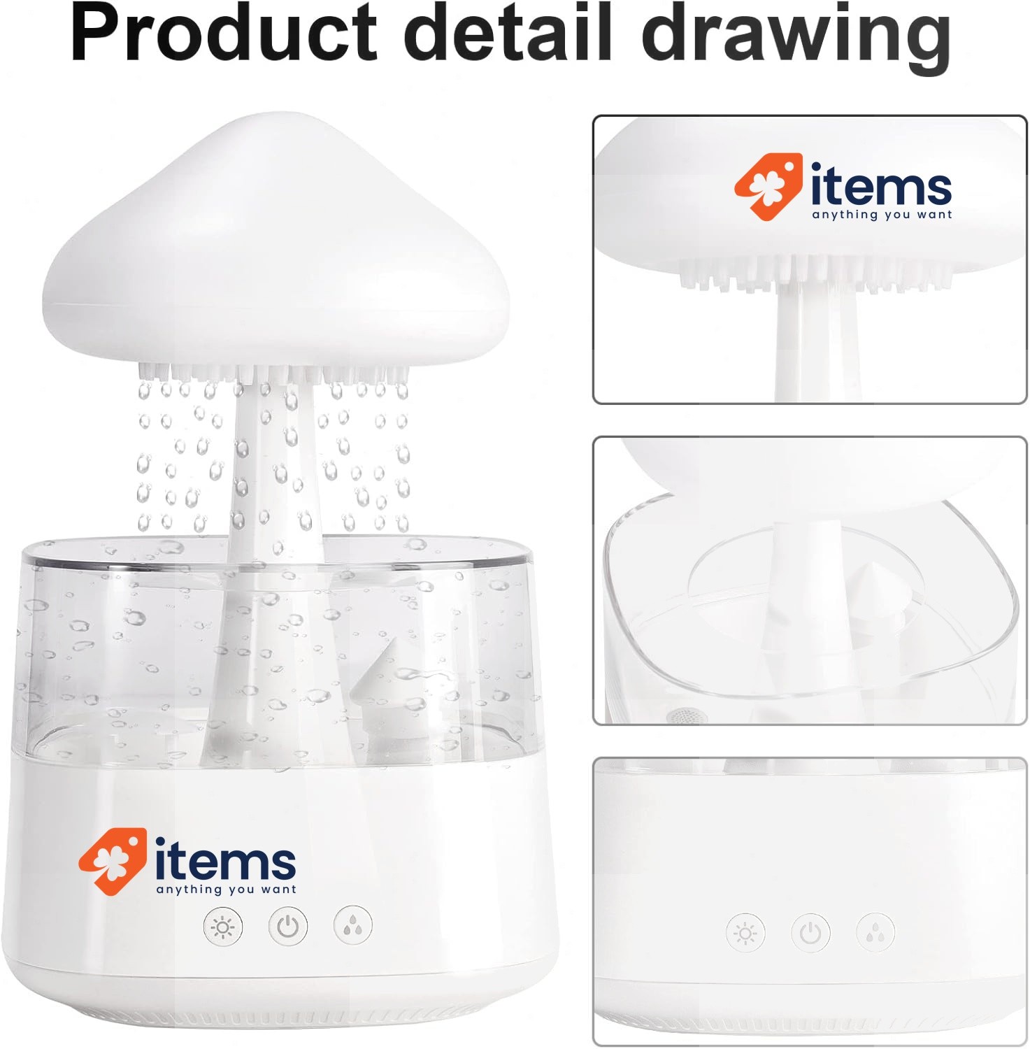 OKYUK Humidifier, 450 ml humidifier for Children's Room 08 White