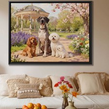 Great Dane Dog Artwork Canvas Print Vintage Flower Garden Decor Wall Art
