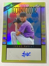 JORDY VARGAS rockies 2023 Leaf Vivid Technicolor YELLOW AUTO 1/10 (H3)