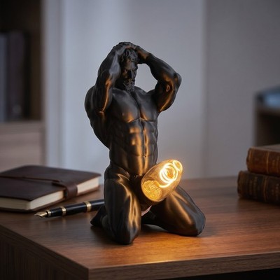 Muscular Male Sculpture 3D Printed Lamp Human Body Statue Night Light Home Decor