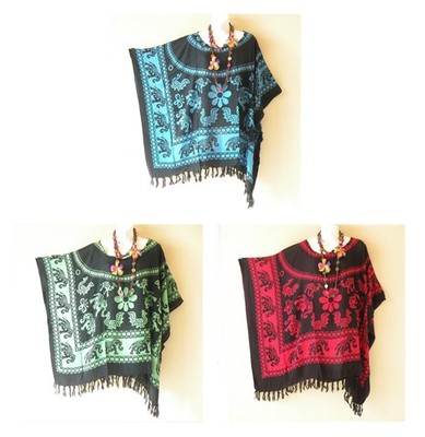 KG117 Elephant Batik Plus Women Kaftan Poncho VNeck Women Blouse Top up to 5X