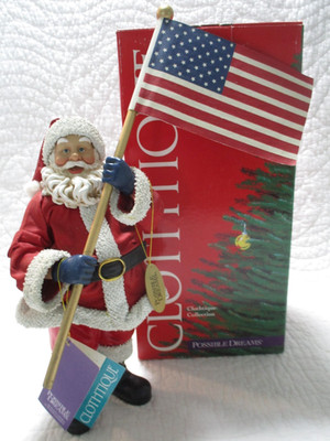 Clothtique Possible Dreams Santa Flag God Bless America #713509 Very Nice