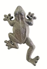 Frog Wall Hook Cast Iron Key Towel Coat Hanger Rustic Brown 6.25" Gift