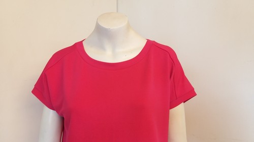 Next Cerise Pink Round Neck Cap Sleeved Textured Fabric Top - Size 14 - NEW! - Picture 2 of 4