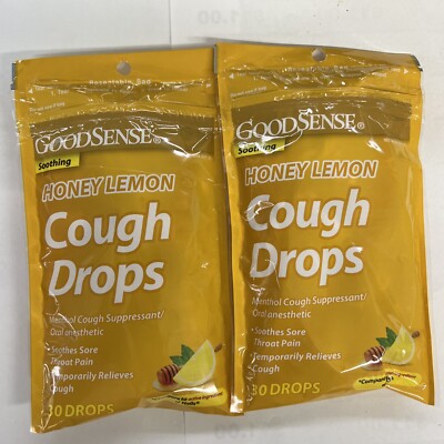 60 Ct Cough Drops Menthol Honey Lemon Flavor Soothing Sore Throat Pain Relief