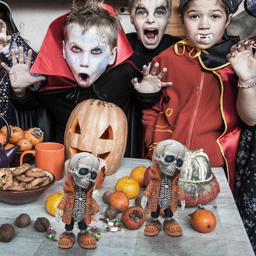Geniales figuras de esqueleto de Halloween estatuilla de esqueleto adornos de resina - Imagen 7 de 16