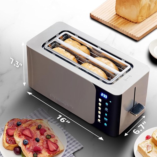 Efficient 1300W 4-Slice Toaster with Wide Slots and Touchscreen Interface - Picture 7 of 9