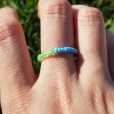 Bead Rings Duo-tone Blue Green Handmade cute stackable jewelry accessories