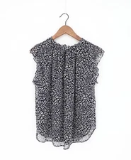 VELVET By Graham & Spencer Adara Viscose Georgette Top Animal S $178 F1