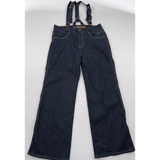 Crest Denim Overalls Wide Leg Dark Wash Jeans Suspender Style Size 17/18