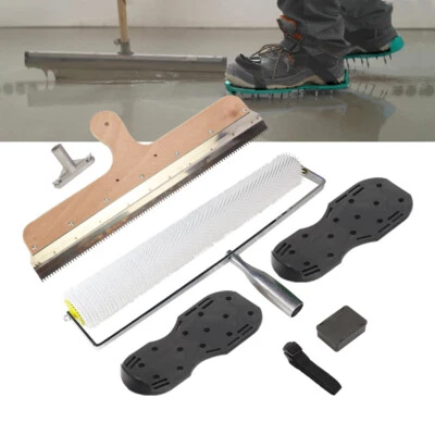 Concrete Cement Self-Levelling Tool Kit Spiked Roller Spike Shoes Scraper