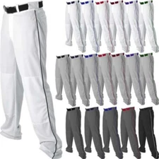Alleson Adult Men's Open Bottom Baseball Pants With Piping Braid 605WLB 