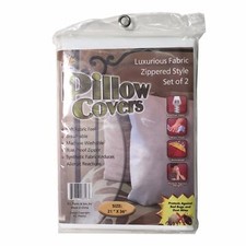 2 Pack Zippered Fabric Pillow Covers Bed Bug Protector, Hypoallergenic