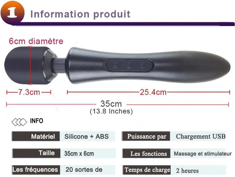 Vibromasseur Baguette En Silicone Rechargeable - Stimulateur Clitoridien - Neuf