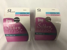 L'eggs Silken Mist Control Top No-Roll waistband Black/Nude  Q