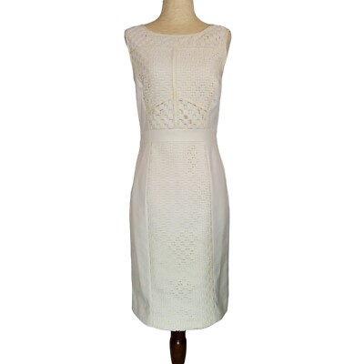 Antonio Melani Womens Dress sz 2 white sleeveless knee length lace accent |  eBay