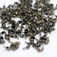 200 X 4X8MM BRONZE PLATED BRASS BEAD END CRIMP COVER TIPS  FOR JEWELLERY MAKING
