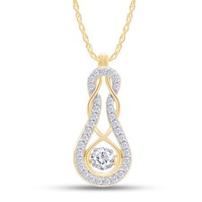1/4ct Natural Diamond Intertwined Pendant 18" Necklace in 14K Solid Yellow Gold