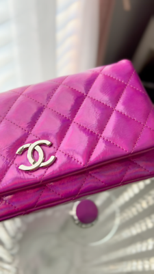 NEW Chanel Wallet on Chain Iridescent Mirror Goatskin Silver