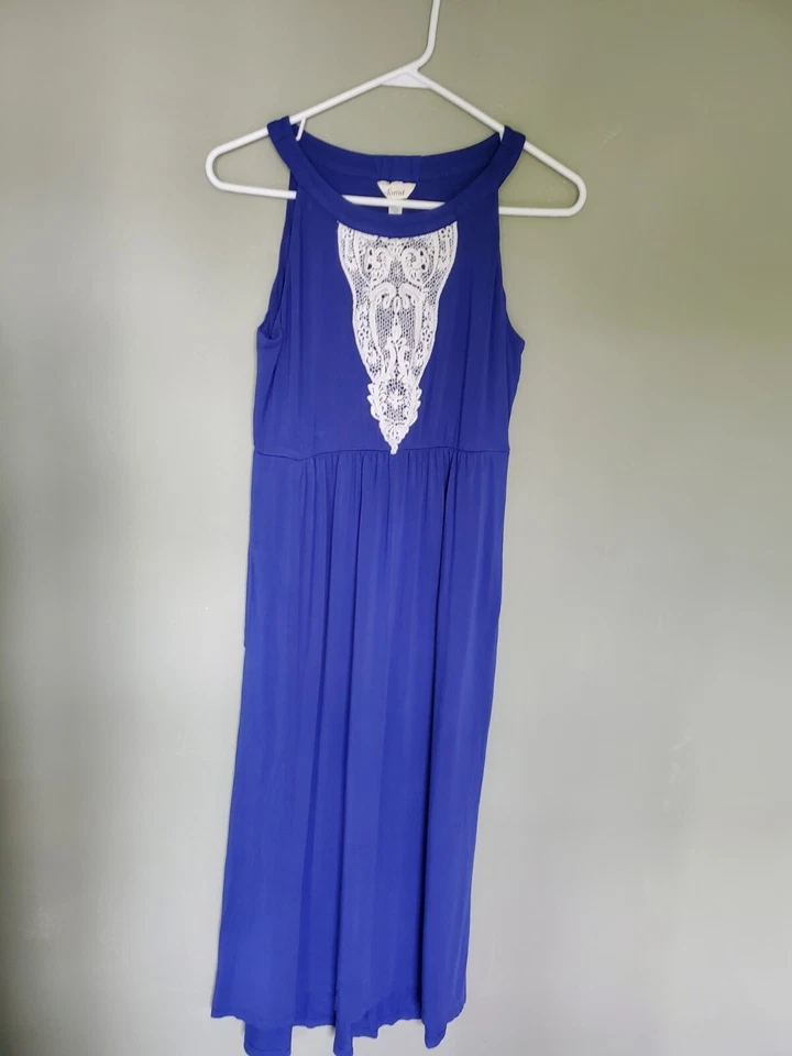 Vestido Soma Alto Bajo Gema Midi Joya Azul Brillante Encaje Para Mujer Talla Mediana Foto 2 de 4