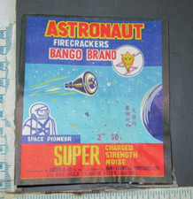 VINTAGE FIRECRACKER LABEL ONLY ASTRONAUT BANGO