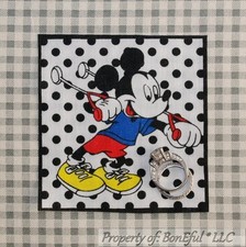 BonEful Boutique Disney Cotone Ragazzo Topolino RARO Blocco Applique Quadrato SCRAP