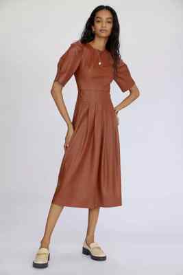 Anthropologie En Saison XS Brown Faux Leather Maxi Dress Midi XS for sale  online | eBay