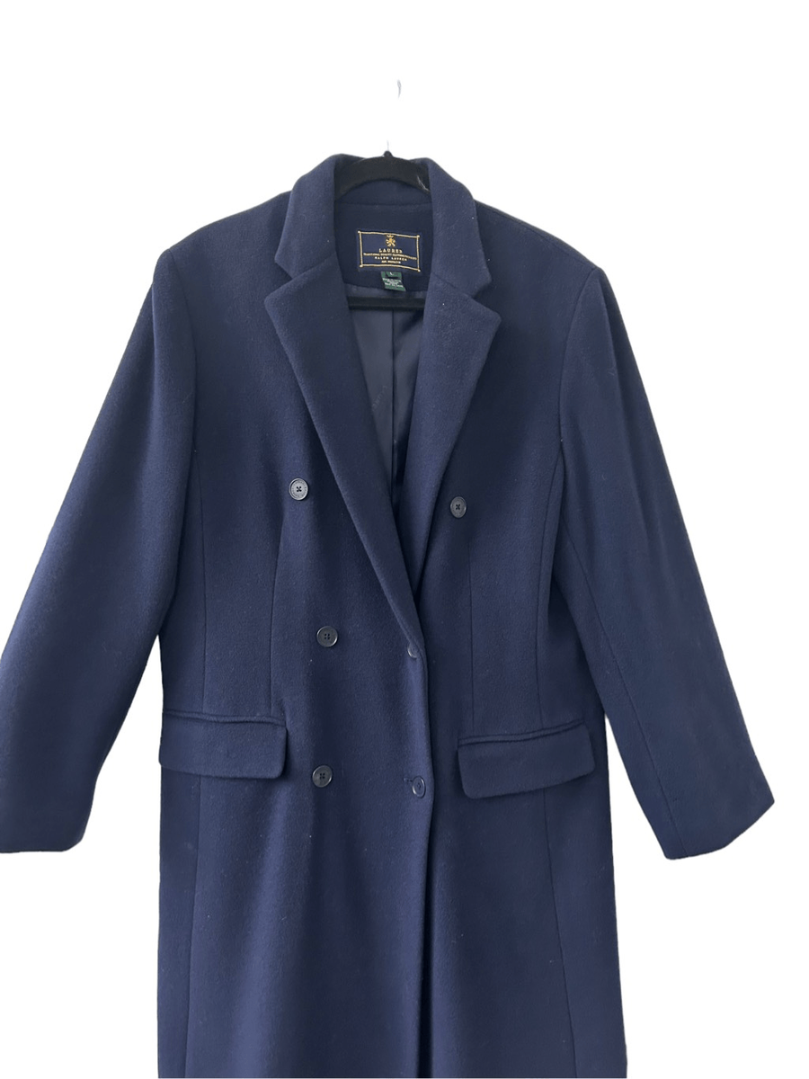 Lauren Ralph Lauren Trech Coat Virgin Wool Cashmere Blend Navy - Main Image