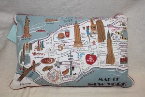 Nyc New York City Embroidered Map Pillow 20 Manhattan Central