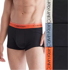 Calvin Klein Briefs Mens 2XL Multicolor Low Rise Trunk Microfiber Stretch 3 Pack
