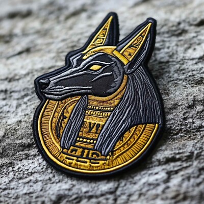 Anubis Jackal Deity Patch Iron-on Applique Ancient Egypt, Protector of the Dead