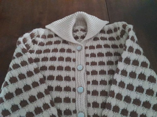 Vtg Handmade Girls Boys Wool Cardigan Sweater 16 XL Knit Boho Warm Cabincore - Picture 2 of 7