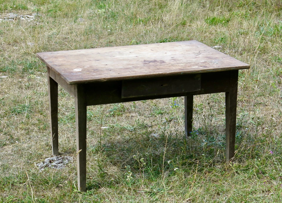 TABLE ANCIENNE, ancienne table, bureau, cuisine, bistrot, décor, cinéma, théatre - Photo 2/4