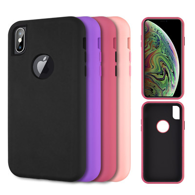 For Apple iPhone XS XR XS MAX Liquid Silicone Gel Rubber Hybrid Shockproof Case