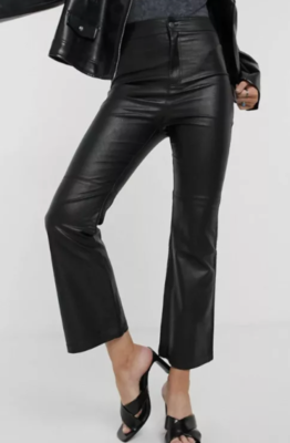 【新品未使用】HEVE Prima Flare Gaucho PT black FREE PEOPLE BLACK SASHA CROPPED KICK FLARE VEGAN FAUX LEATHER