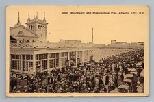 Atlantic City Boardwalk Steeplechase Pier New Jersey Vtg Postcard