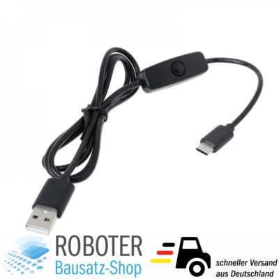 USB auf USB-C Kabel mit An/Aus-Schalter für Raspberry Pi 4 1m Stromversorgung