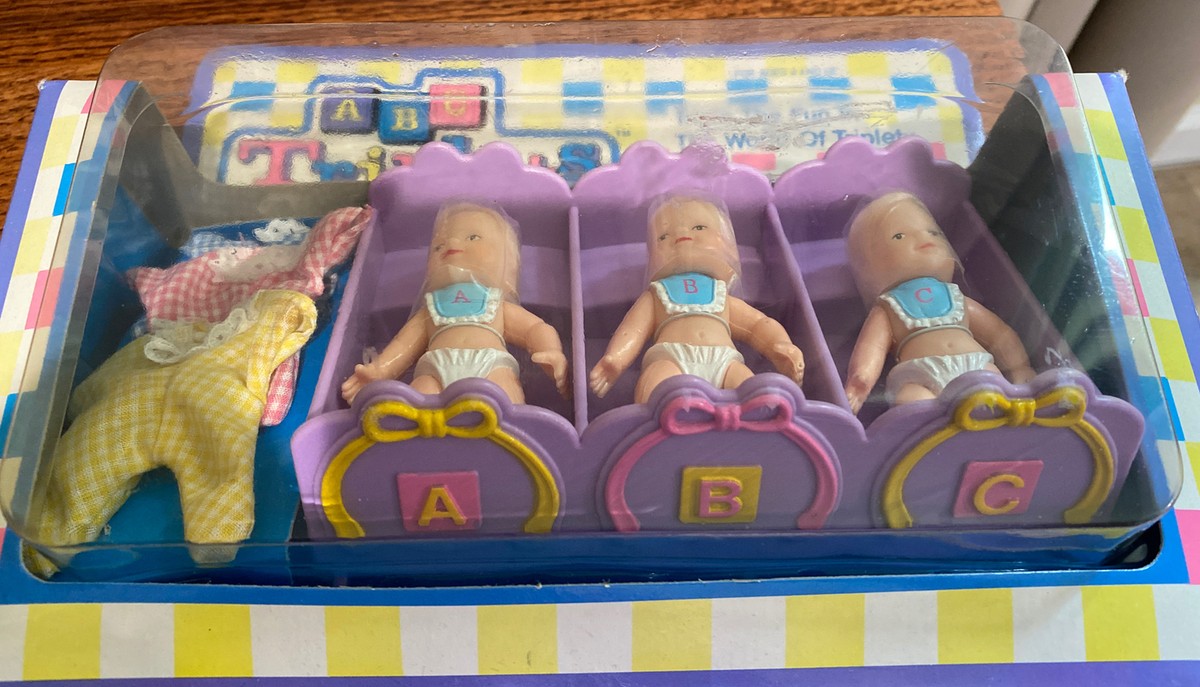 ABCドール3 ABCドール3 ABC Triplets Doll Set With Cradle Blonde Dolls