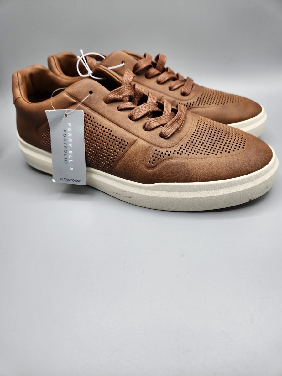 PERRY ELLIS Portfolio Court Sport Men’s Size Dress Casual Shoes Brown  NWT